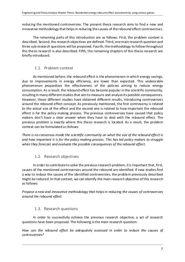 Master thesis objectives